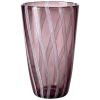 Vaso in Vetro di Murano con Filigrana Reticello e Sfumature Prugna H-27