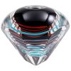 Vaso Murano "Eclisse" – Vetro Sommerso Nero con Filigrana Celeste e Rossa H-19