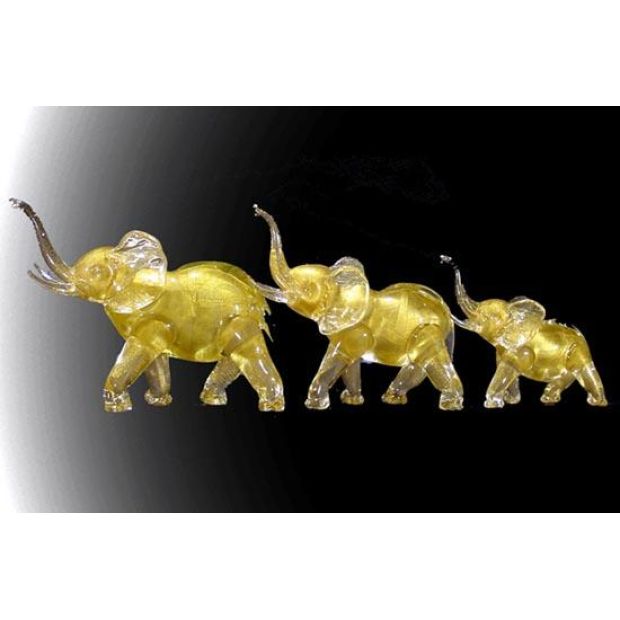 Escultura de cristal de murano Trío de elefantes