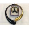 Collana e orecchini soffiati nero oro in vetro di Murano COD N-22