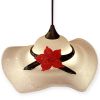 Lampada a Sospensione in Vetro di Murano Originale Certificato Artigianale, Cappello Bianco Pezzo Unico, Larghezza 30cm
