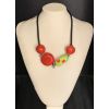 Collana perle rosse e verde in vetro di Murano COD N-16
