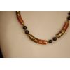 Collana perle nere e rosse con decorazione foglia oro in vetro di Murano COD N-12