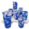 Set 6 Bicchieri con Caraffa in Vetro di Murano Artigianale – Lavorazione Marezzata Blu e Bianco