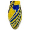 Vaso "Vortice Solare" in Vetro Soffiato Decoro Fenicio Giallo e Blu H-32 cm
