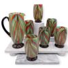 Set Caraffa (1,25L) e 6 Bicchieri (350 ml) in Vetro di Murano Artigianale – Trama Variopinta