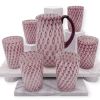 Set Caraffa (1,3L) e 6 Bicchieri (250ml)  Balloton Bianco Lattimo e Rosa Ametista