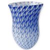 Vaso "Zaffiro" in Vetro di Murano - Lavorazione Balloton e Decoro Pizzo H-33cm