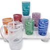 Set Caraffa (1L) e 6 Bicchieri Multicolore (300ml) in Vetro di Murano Artigianale – Effetto Spirale