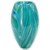 Vaso "Smeraldo Fenicio" Vetro di Murano Soffiato con Avventurina e Decoro a Feston H-30 cm