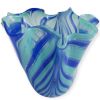 Vaso scultoreo "Fazzoletto" Decoro Fenicio Blu e Verde Smeraldo, H-28 cm
