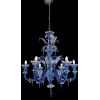 Lampadario Veneziano Classico a 6 Luci-Rialto Cristallo e Blu