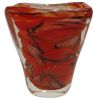 Vaso Centrotavola in Vetro di Murano "Petalo" Rosso e Oro - H 22 cm