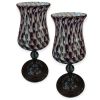Set 2 Calice "Dama" in Vetro di Murano Originale H 22cm - Eleganti Bicchieri da Collezione con Lavorazione Balloton