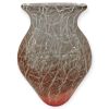 Vaso Decorativo Vetro di Murano h 24 cm - Anfora Fatta a Mano Trasparente e Rosa - Lavorazione Venato
