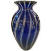 Vaso in Filigrana "Soffice Onda" – Vetro Soffiato Blu e Filo Bianco Artigianale H-31