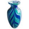 Vaso Soffiato "Goccia Marina" Decoro Fenicio Blu e Verde Acqua H-34 cm